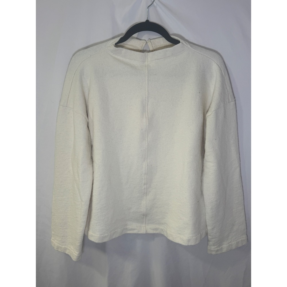 Eileen Fisher Boxy Textured Knit Top Womens S Cream Minimalist (Flaws)